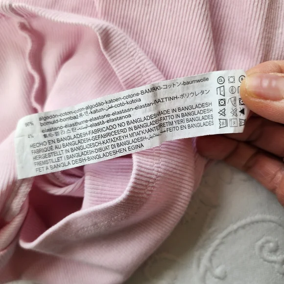 Zara Girls Ribbed Pink Short Sleeve Tee Top Size 11-12 (152cm) Cotton Stretch - Picture 6 of 6